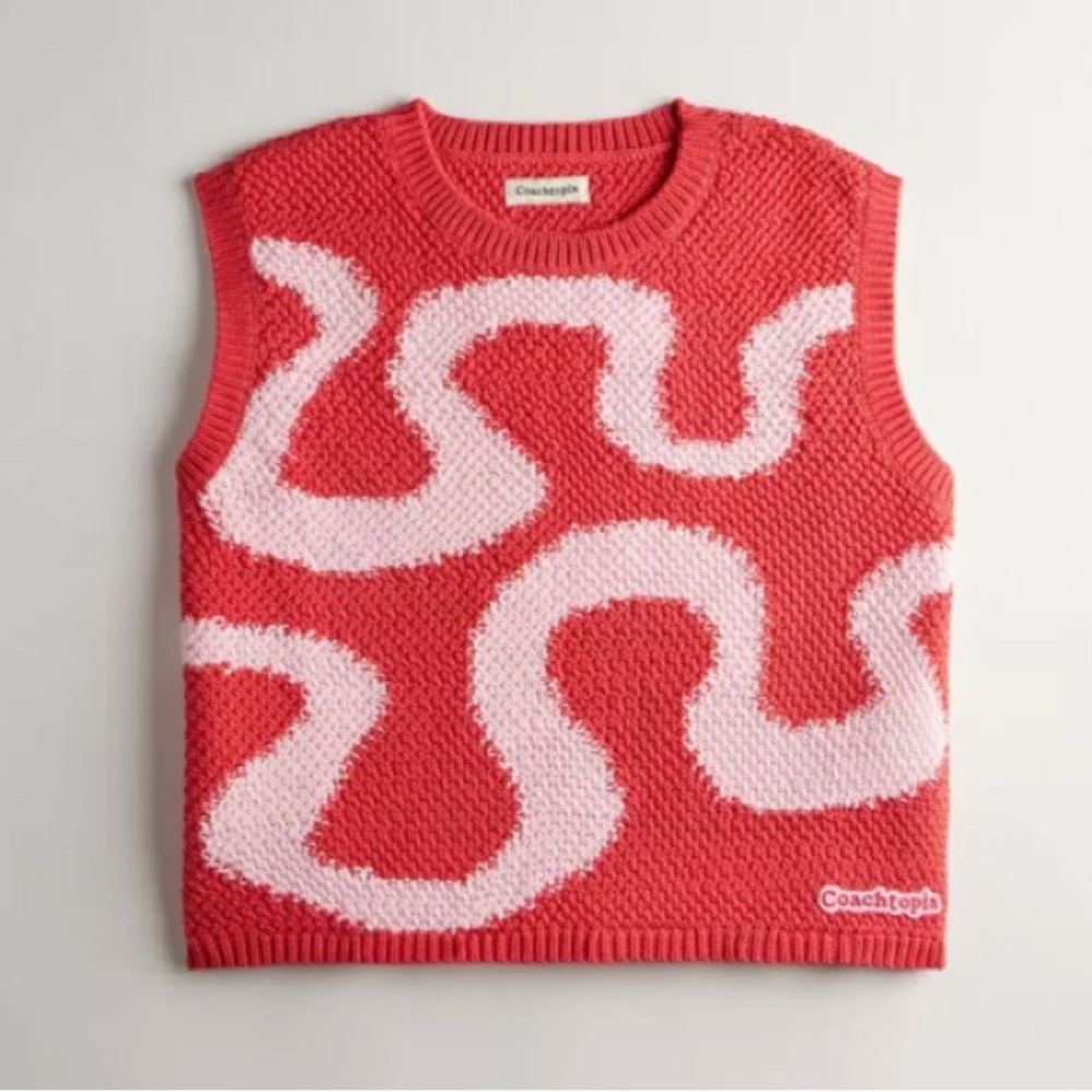 Coachtopia Red and Pink Knit Sweater Vest